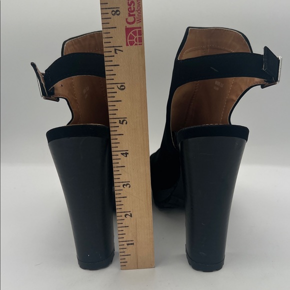 Report Lilian Black Chunky Platform Slingback Peep Toe Booties 8.5 - Picture 3 of 8